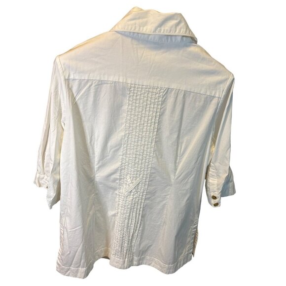 Appraisal White 3/4 Sleeve Button Up Utility Tunic Shirt Sz XL - Picture 2 of 9